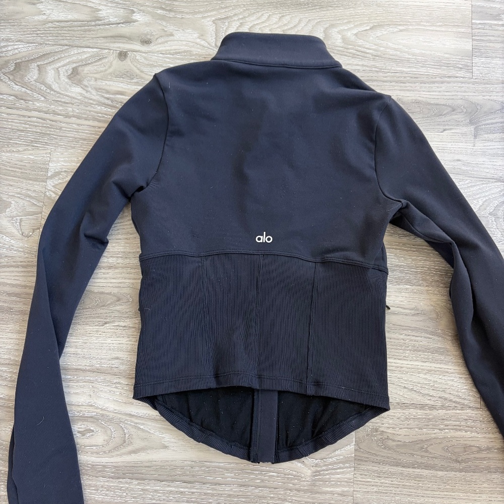 Alo, Airbrush Corset Full Zip Jacket, Size S, black